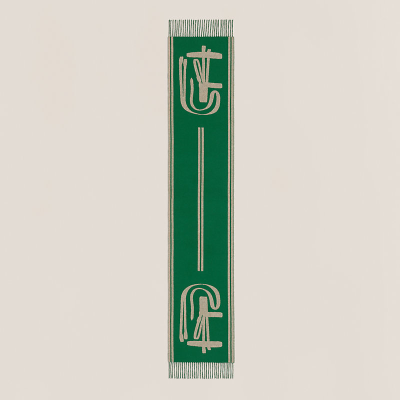 258 HERMÈS エルメス ハンカチ カーキ petite-casaque-lettres-
